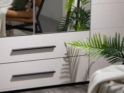 Guardaroba Grande Bianco Crema Nero 9 Ripiani 2 Cassetti 179.5x210.5h cm, Appendiabiti - Taburno