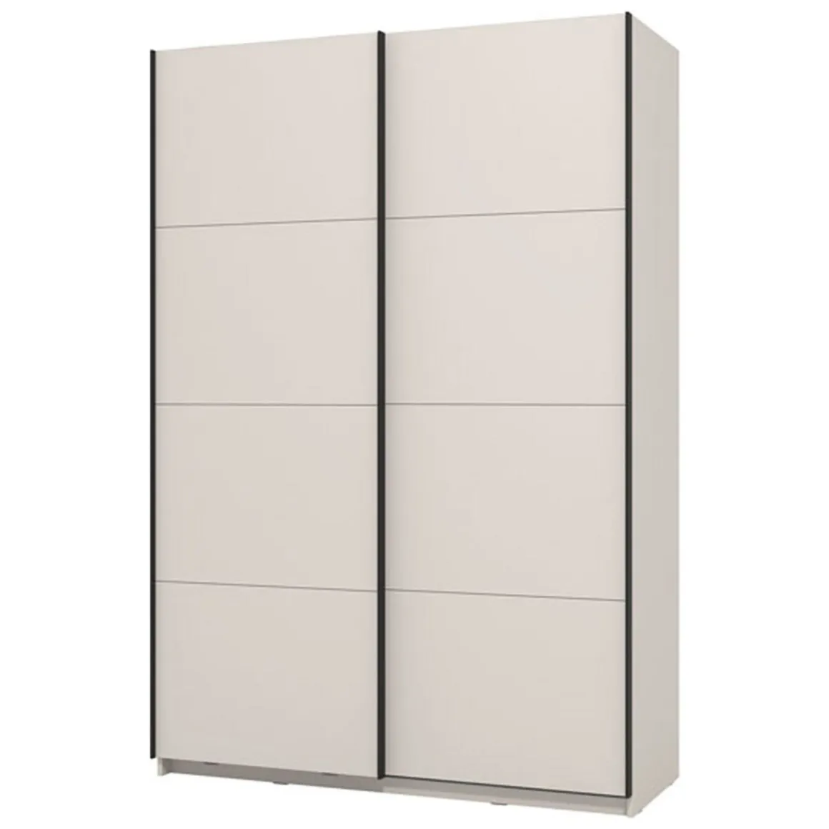 Altri Guardaroba > Dmora Guardaroba Grande Bianco Crema Nero Appendiabiti 2 Ripiani 145.5x217.5h cm, Apertura Scorrevole - Vialone Nero, Bianco Crema