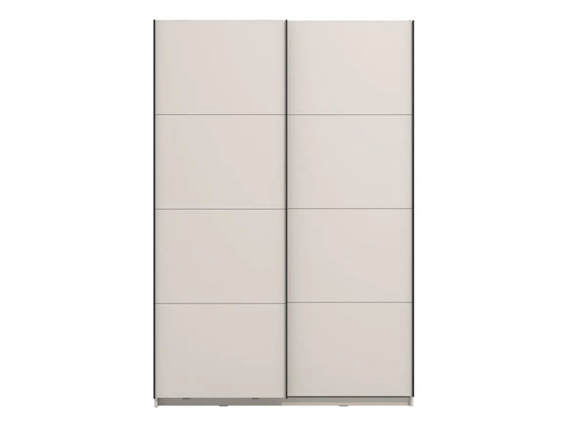 Altri Guardaroba > Dmora Guardaroba Grande Bianco Crema Nero Appendiabiti 2 Ripiani 145.5x217.5h cm, Apertura Scorrevole - Vialone Nero, Bianco Crema