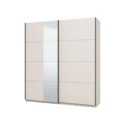 Altri Guardaroba > Dmora Guardaroba Grande Bianco Crema Nero Appendiabiti 2 Ripiani 195x217.5h cm, Apertura Scorrevole - Siri Nero, Bianco Crema