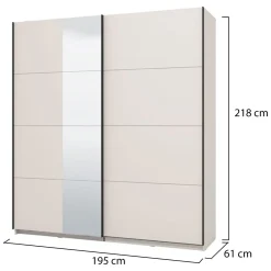 Altri Guardaroba > Dmora Guardaroba Grande Bianco Crema Nero Appendiabiti 2 Ripiani 195x217.5h cm, Apertura Scorrevole - Siri Nero, Bianco Crema
