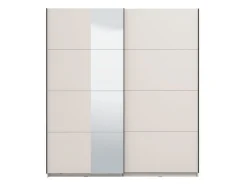 Altri Guardaroba > Dmora Guardaroba Grande Bianco Crema Nero Appendiabiti 2 Ripiani 195x217.5h cm, Apertura Scorrevole - Siri Nero, Bianco Crema