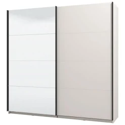 Altri Guardaroba > Dmora Guardaroba Grande Bianco Crema Nero Appendiabiti 2 Ripiani 220x217.5h cm, Apertura Scorrevole - Spartano Nero, Bianco Crema