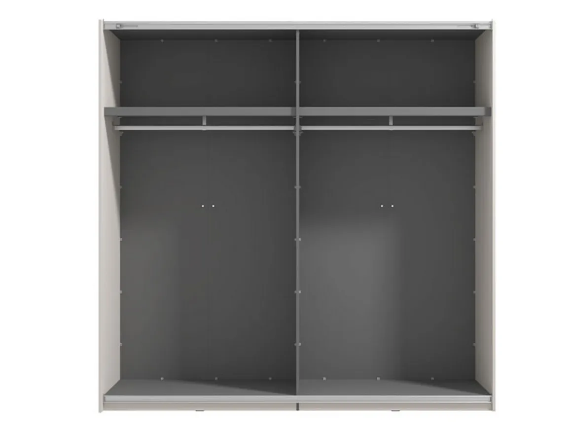 Guardaroba Grande Bianco Crema Nero Appendiabiti 2 Ripiani 220x217.5h cm, Apertura Scorrevole - Laghi