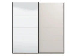 Guardaroba Grande Bianco Crema Nero Appendiabiti 2 Ripiani 220x217.5h cm, Apertura Scorrevole - Laghi