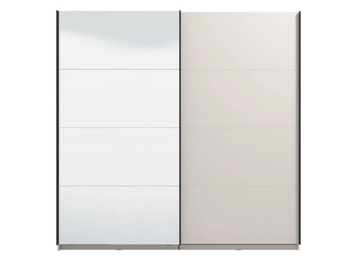 Guardaroba Grande Bianco Crema Nero Appendiabiti 2 Ripiani 220x217.5h cm, Apertura Scorrevole - Laghi