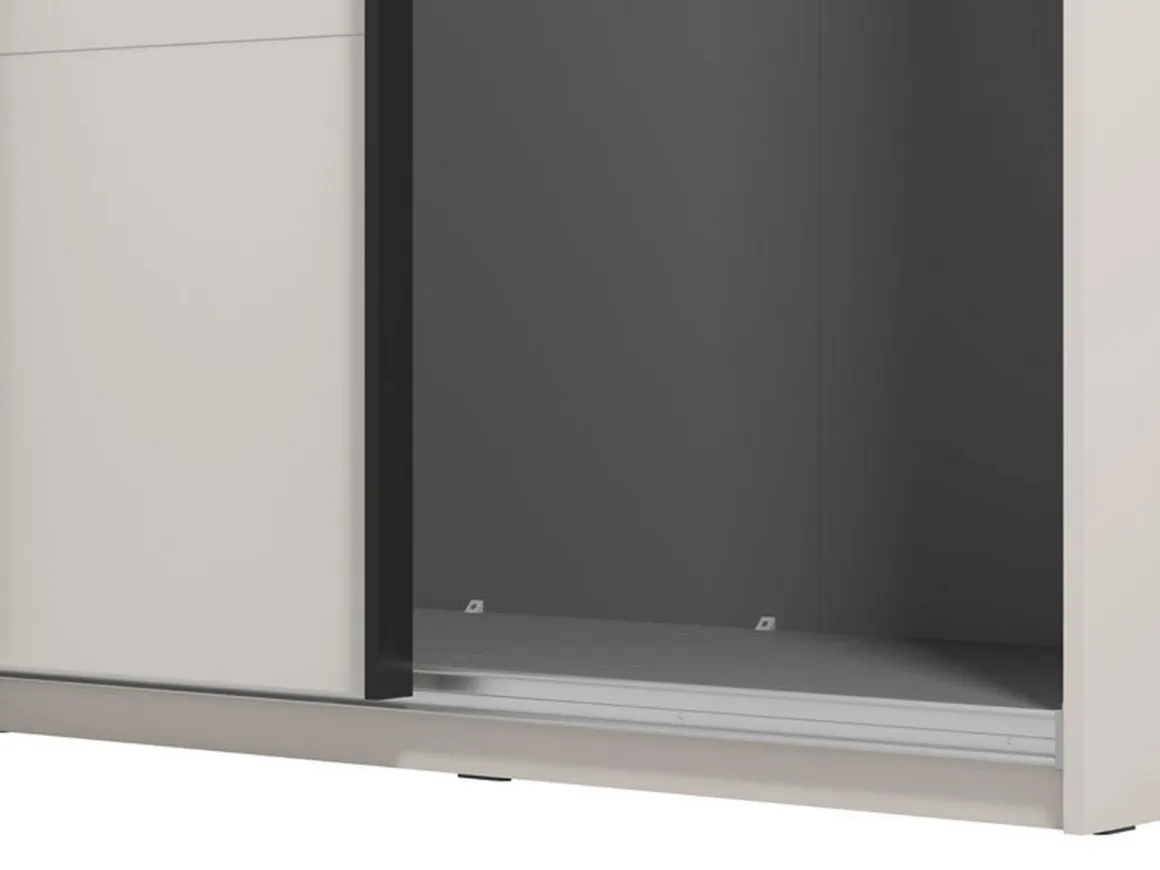 Guardaroba Grande Bianco Crema Nero Appendiabiti 2 Ripiani 220x217.5h cm, Apertura Scorrevole - Laghi