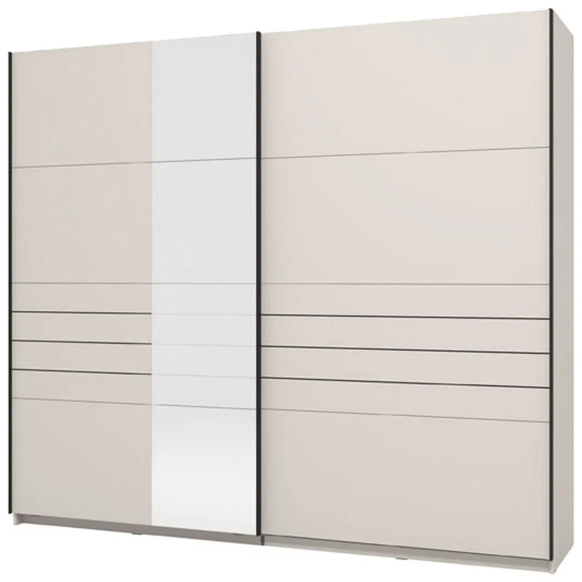 Altri Guardaroba > Dmora Guardaroba Grande Bianco Crema Nero Appendiabiti 2 Ripiani 245x217.5h cm, Apertura Scorrevole - Resiutta Nero, Bianco Crema