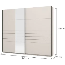 Altri Guardaroba > Dmora Guardaroba Grande Bianco Crema Nero Appendiabiti 2 Ripiani 245x217.5h cm, Apertura Scorrevole - Resiutta Nero, Bianco Crema