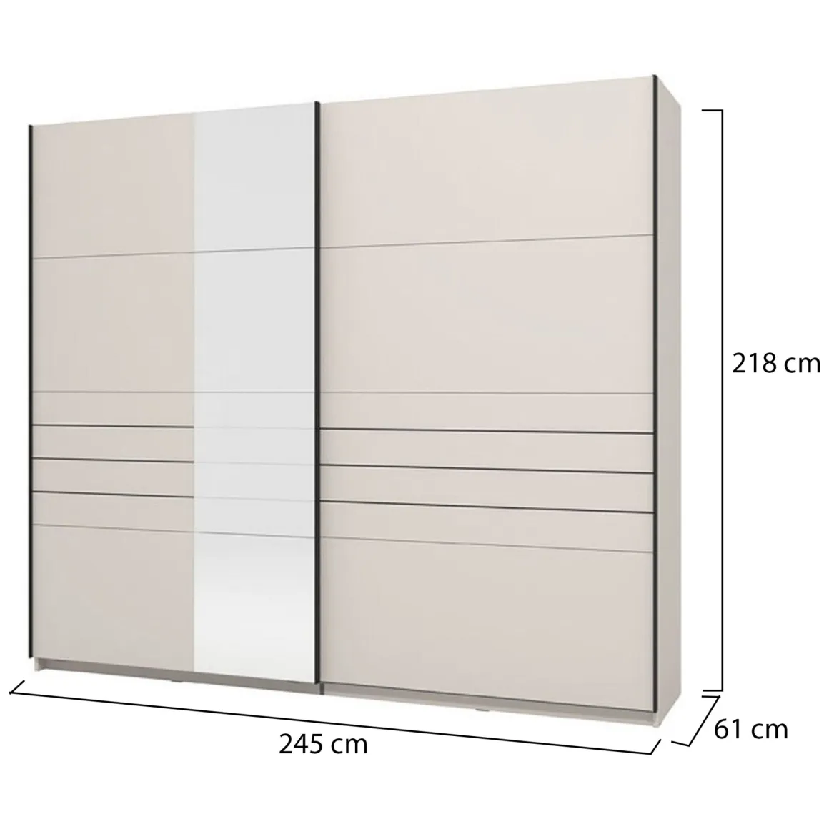 Altri Guardaroba > Dmora Guardaroba Grande Bianco Crema Nero Appendiabiti 2 Ripiani 245x217.5h cm, Apertura Scorrevole - Resiutta Nero, Bianco Crema