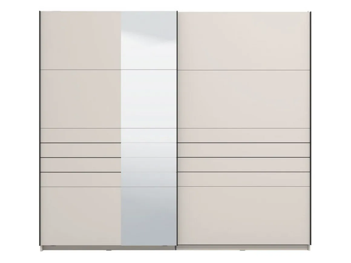 Altri Guardaroba > Dmora Guardaroba Grande Bianco Crema Nero Appendiabiti 2 Ripiani 245x217.5h cm, Apertura Scorrevole - Resiutta Nero, Bianco Crema
