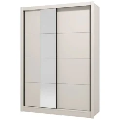 Altri Guardaroba > Dmora Guardaroba Grande Bianco Crema Trasparente Appendiabiti 2 Ripiani 245x217.5h cm, Apertura Scorrevole - Laghi Trasparente, Bianco Crema