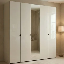 Guardaroba Grande Bianco Crema Trasparente Appendiabiti 8 Ripiani 224x226.5h cm, 12 Vani - Quarrata