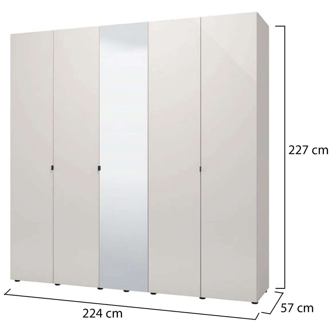 Guardaroba Grande Bianco Crema Trasparente Appendiabiti 8 Ripiani 224x226.5h cm, 12 Vani - Quarrata