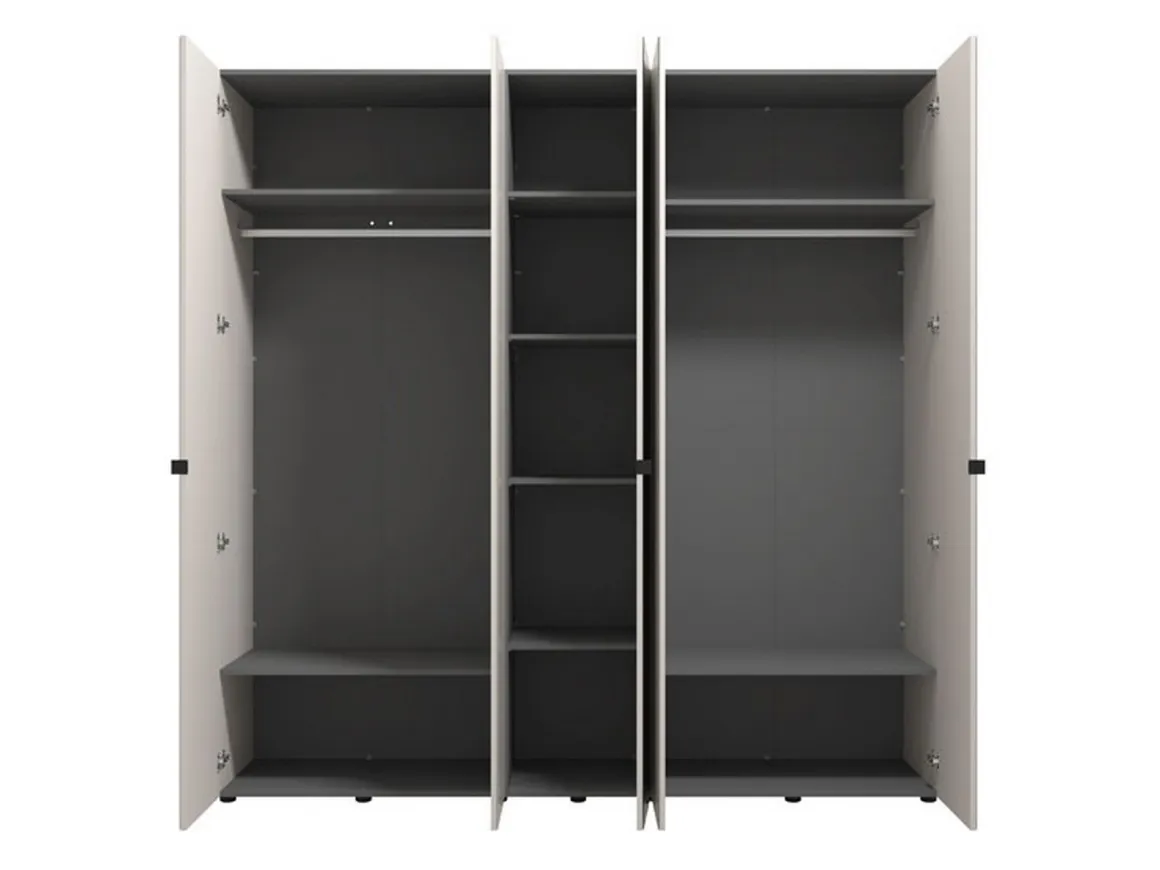 Guardaroba Grande Bianco Crema Trasparente Appendiabiti 8 Ripiani 224x226.5h cm, 12 Vani - Quarrata