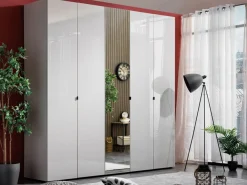 Guardaroba Grande Bianco Crema Trasparente Appendiabiti 8 Ripiani 224x226.5h cm, 12 Vani - Quarrata
