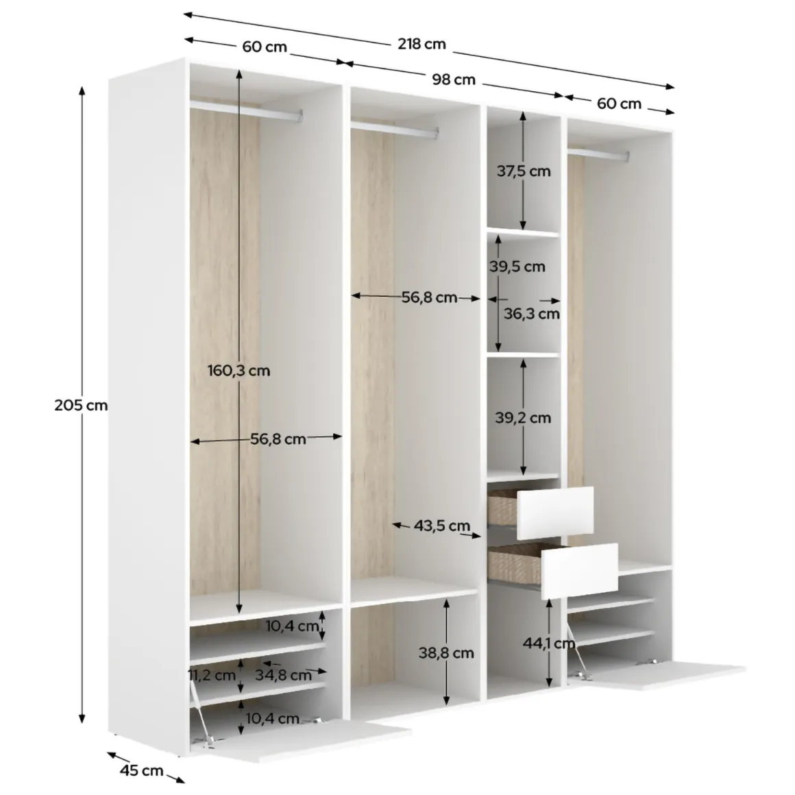 Guardaroba Grande Bianco in Legno Nobilitato