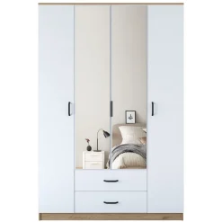 Guardaroba Grande Bianco Marrone 2 Cassetti 11 Ripiani 210x210h cm, Appendiabiti - Verdello