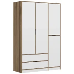 Altri Guardaroba > Dmora Guardaroba Grande Bianco Marrone Rovere 2 Cassetti Appendiabiti 170x183h cm, 9 Ripiani - Summonte Marrone, Bianco Rovere