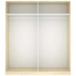 Altri Guardaroba > Dmora Guardaroba Grande Bianco Marrone Rovere 3 Ripiani 2 Cassetti 45x205h cm, Apertura Scorrevole - Claymont Marrone Rovere, Bianco