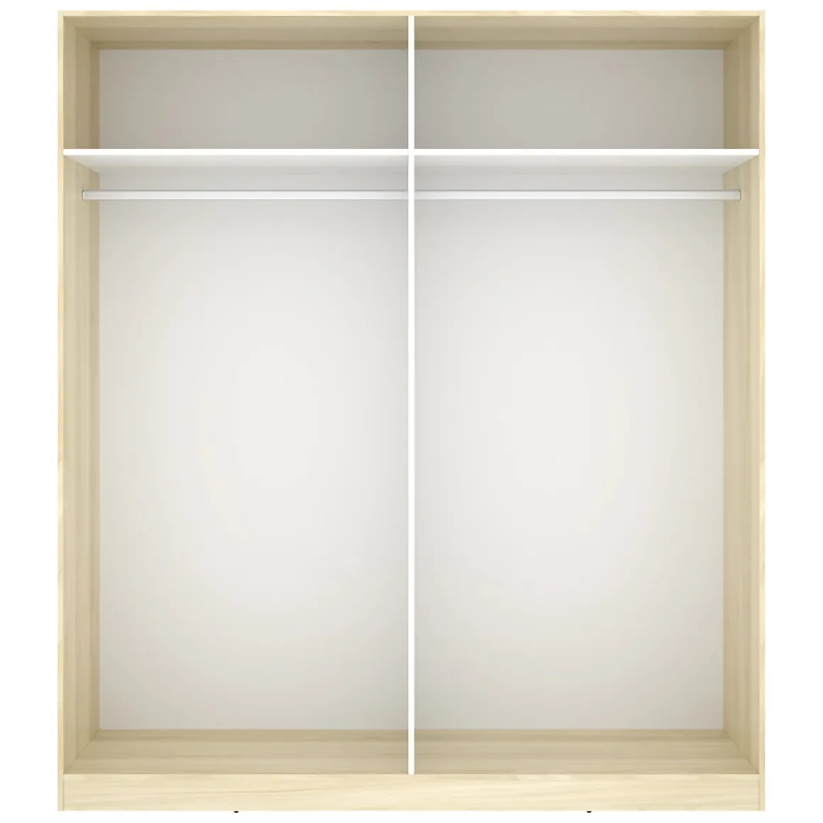 Altri Guardaroba > Dmora Guardaroba Grande Bianco Marrone Rovere 3 Ripiani 2 Cassetti 45x205h cm, Apertura Scorrevole - Claymont Marrone Rovere, Bianco