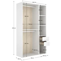 Altri Guardaroba > Dmora Guardaroba Grande Bianco Marrone Rovere 5 Ripiani 2 Cassetti 180x191h cm, Appendiabiti - Ton Marrone, Bianco Rovere