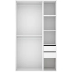 Altri Guardaroba > Dmora Guardaroba Grande Bianco Marrone Rovere 5 Ripiani 2 Cassetti 180x191h cm, Appendiabiti - Ton Marrone, Bianco Rovere