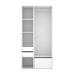 Cabine Armadio|Altri Guardaroba > Dmora Guardaroba Grande Bianco Marrone Rovere 7 Ripiani Appendiabiti 45x205h cm, 4 Cassetti - Bellwood Marrone Rovere, Bianco