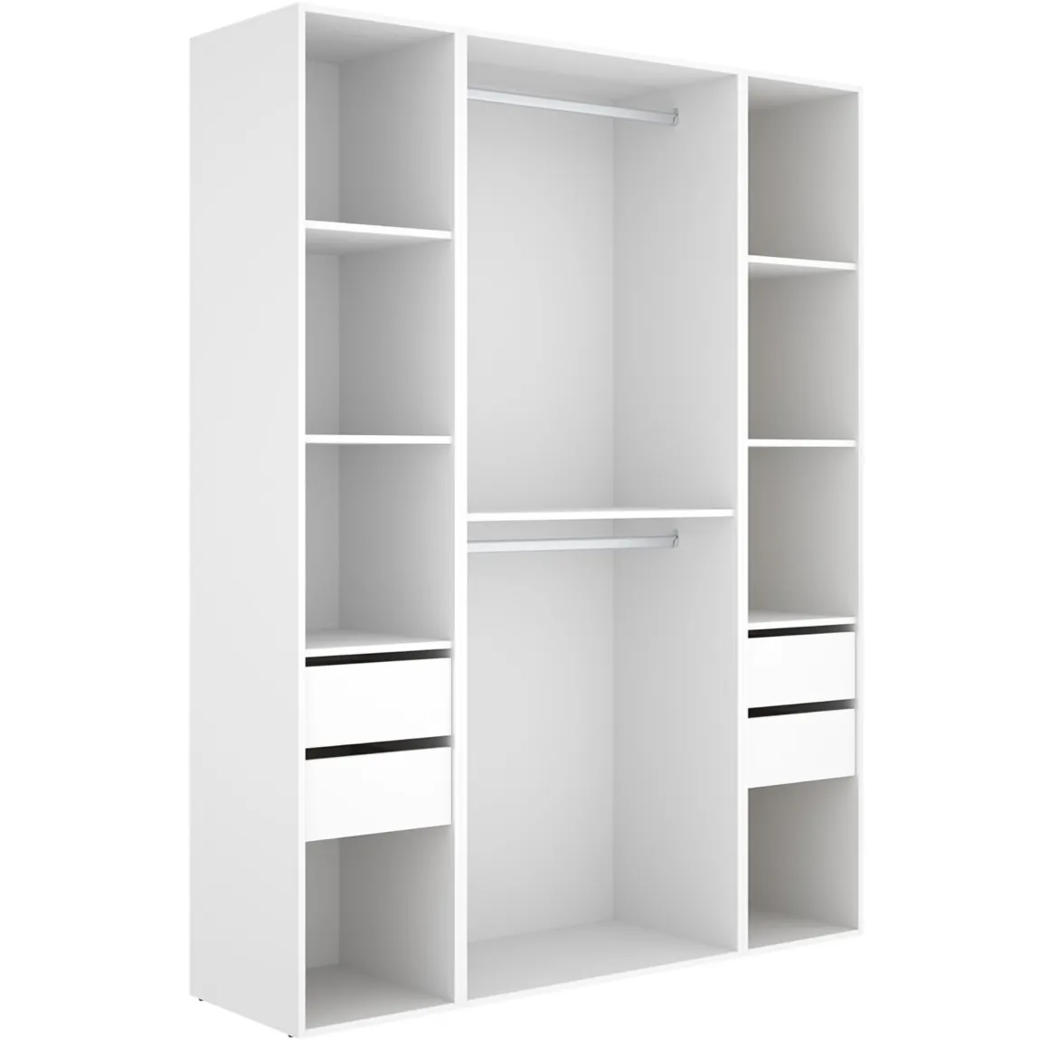 Altri Guardaroba > Dmora Guardaroba Grande Bianco Marrone Rovere Appendiabiti 14 Ripiani 180x191h cm, Apertura Battente - Postua Marrone, Bianco Rovere