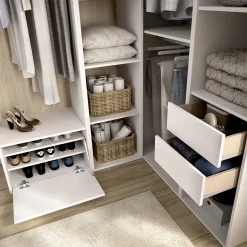 Cabine Armadio|Altri Guardaroba > Dmora Guardaroba Grande Bianco Marrone Rovere Modulabile 12 Ripiani 186x205h cm, Appendiabiti - Atwood Marrone Rovere, Bianco