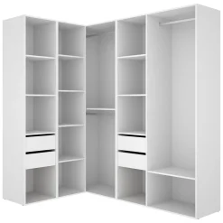 Cabine Armadio|Altri Guardaroba > Dmora Guardaroba Grande Bianco Marrone Rovere Modulabile 13 Ripiani 186x205h cm, Appendiabiti - Yancy Marrone Rovere, Bianco