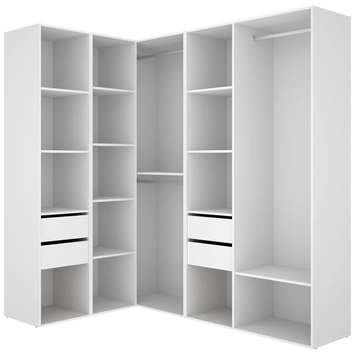 Cabine Armadio|Altri Guardaroba > Dmora Guardaroba Grande Bianco Marrone Rovere Modulabile 13 Ripiani 186x205h cm, Appendiabiti - Yancy Marrone Rovere, Bianco