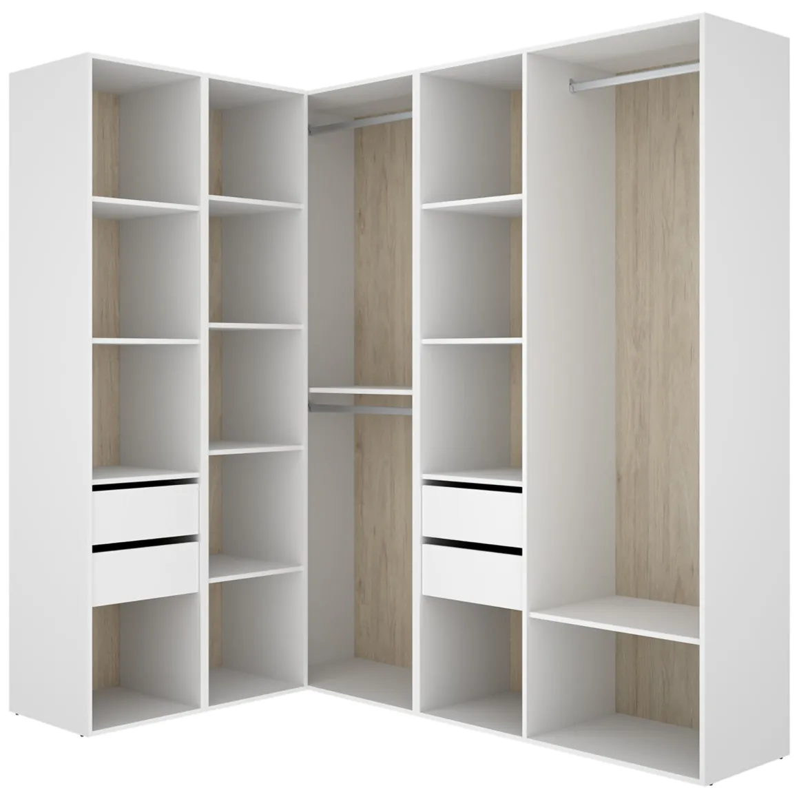 Cabine Armadio|Altri Guardaroba > Dmora Guardaroba Grande Bianco Marrone Rovere Modulabile 13 Ripiani 186x205h cm, Appendiabiti - Yancy Marrone Rovere, Bianco