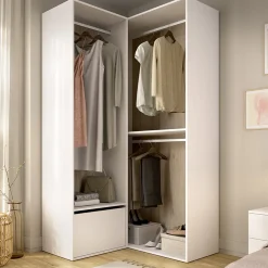 Cabine Armadio|Altri Guardaroba > Dmora Guardaroba Grande Bianco Marrone Rovere Modulabile 4 Ripiani 105x205h cm, Appendiabiti - Labuco Marrone Rovere, Bianco