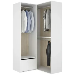 Cabine Armadio|Altri Guardaroba > Dmora Guardaroba Grande Bianco Marrone Rovere Modulabile 4 Ripiani 105x205h cm, Appendiabiti - Labuco Marrone Rovere, Bianco