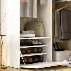 Cabine Armadio|Altri Guardaroba > Dmora Guardaroba Grande Bianco Marrone Rovere Modulabile 4 Ripiani 105x205h cm, Appendiabiti - Labuco Marrone Rovere, Bianco