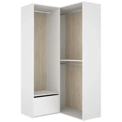 Cabine Armadio|Altri Guardaroba > Dmora Guardaroba Grande Bianco Marrone Rovere Modulabile 4 Ripiani 105x205h cm, Appendiabiti - Labuco Marrone Rovere, Bianco