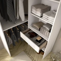 Guardaroba Grande Bianco Marrone Rovere Modulabile 5 Ripiani 88x185h cm, Appendiabiti - Bandon