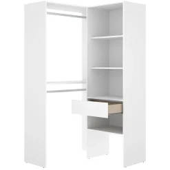 Guardaroba Grande Bianco Marrone Rovere Modulabile 5 Ripiani 88x185h cm, Appendiabiti - Bandon