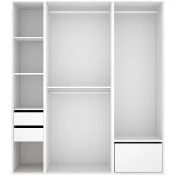 Guardaroba Grande Bianco Marrone Rovere Modulabile 7 Ripiani 45x205h cm, Appendiabiti - Keener