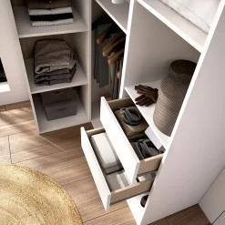 Guardaroba Grande Bianco Marrone Rovere Modulabile 8 Ripiani 85x205h cm, Appendiabiti - Poyner