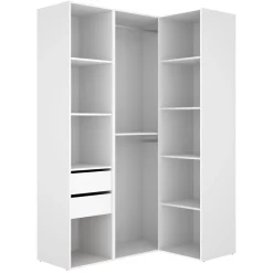 Guardaroba Grande Bianco Marrone Rovere Modulabile 8 Ripiani 85x205h cm, Appendiabiti - Poyner
