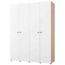Altri Guardaroba > Dmora Guardaroba Grande Bianco Marrone Rovere Nodi Appendiabiti 8 Ripiani 217x210h cm, Apertura Scorrevole - Valsinni Marrone, Bianco Rovere Nodi
