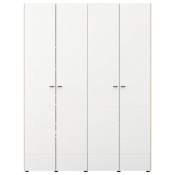 Guardaroba Grande Bianco Marrone Rovere Nodi 4 Ripiani 4 Ante 155x208h cm, 6 Vani - Soris