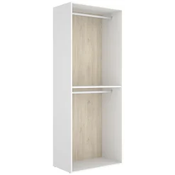 Guardaroba Grande Bianco Marrone Rovere un Ripiano Appendiabiti 45x205h cm, Cassetti - Ashebrook