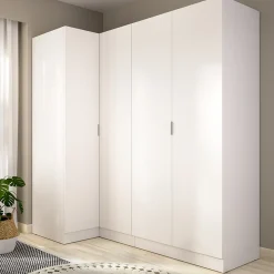 Altri Guardaroba > Dmora Guardaroba Grande Modulabile 5 Ripiani 91x184h cm, Appendiabiti - Woodbury Bianco