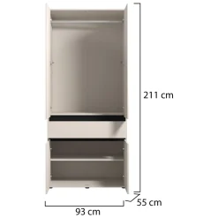Altri Guardaroba > Dmora Guardaroba Grande Bianco Nero Appendiabiti 5 Ripiani 179x210h cm, 2 Ante - Verzino Nero, Bianco