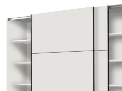 Altri Guardaroba > Dmora Guardaroba Grande Bianco Opaco Marrone Rovere 2 Cassetti 8 Ripiani 186x216h cm, Appendiabiti - Mahone Marrone Rovere, Bianco Opaco