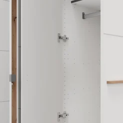 Altri Guardaroba > Dmora Guardaroba Grande Bianco Opaco Marrone Rovere Nodi 2 Cassetti 2 Ripiani 155x208h cm, Appendiabiti - Sayul Marrone Rovere nodi, Bianco Opaco
