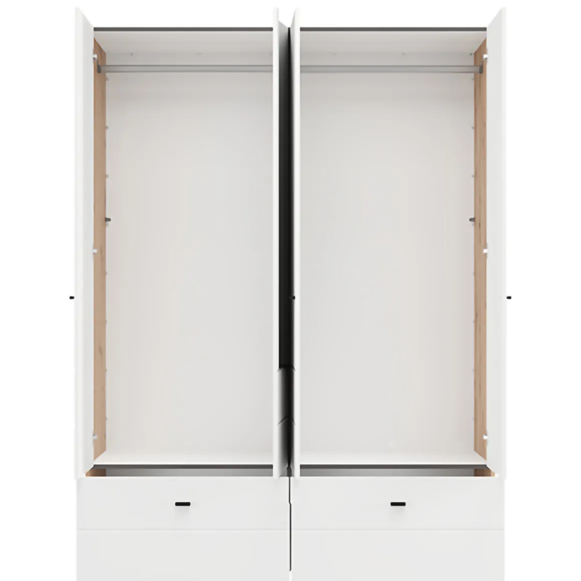 Altri Guardaroba > Dmora Guardaroba Grande Bianco Opaco Marrone Rovere Nodi 3 Cassetti 3 Ripiani 155x208h cm, Appendiabiti - Ushuaia Marrone Rovere nodi, Bianco Opaco